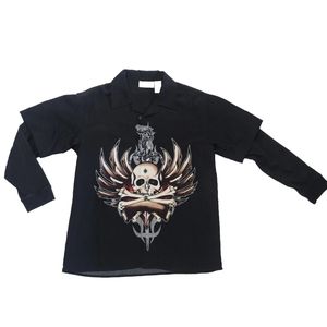 Xtreme Limit Shirt Skull Crossbones Boys 10/12 EUC Layered Sleeves Gothic Skate
